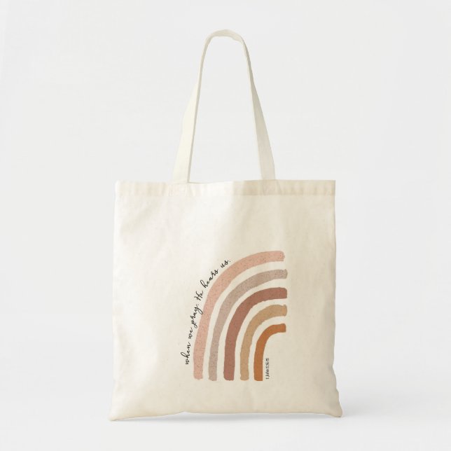 1 John 5:15 - Boho Rainbow Tote Bag (Front)