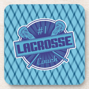 #1 Lacrosse Coach (blue) Cork Coasters
