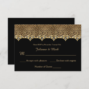 #1 Leopard Print Gold Diamonds RSVP Invitation