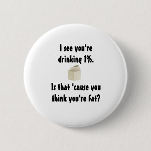 1% Milk 6 Cm Round Badge