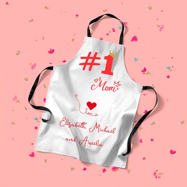 #1 Mom Love Personalized Apron (Creator Uploaded)
