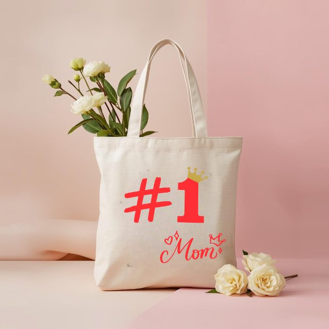 #1 Mom Love Personalized Tote Bag (Creator Uploaded)