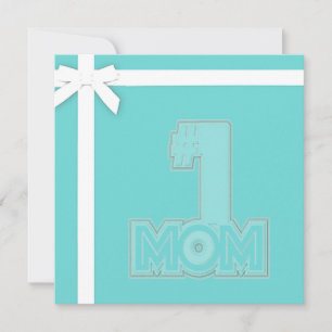 #1 MOM - Stylish Blue Mother's Day Card