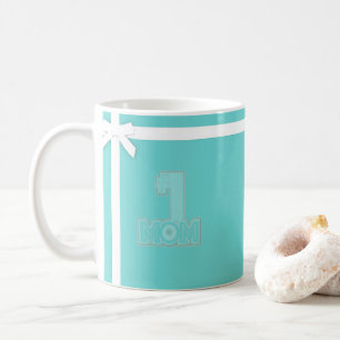 #1 MOM - Teal Blue Mum Gifts Cup Mug