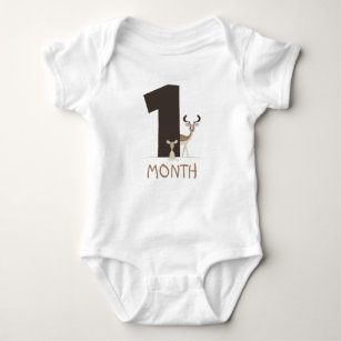 1 month baby deer and mom baby bodysuit