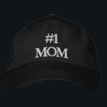 #1 Mum black white custom text cute modern Embroidered Hat<br><div class="desc">#1 Mum black white custom text cute modern Embroidered Baseball Cap.
Modern,  minimalist,  simple,  elegant style.
with fully customisable text.
Available in many colours and options.</div>