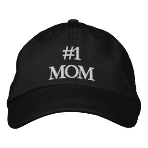 #1 Mum black white custom text cute modern Embroidered Hat