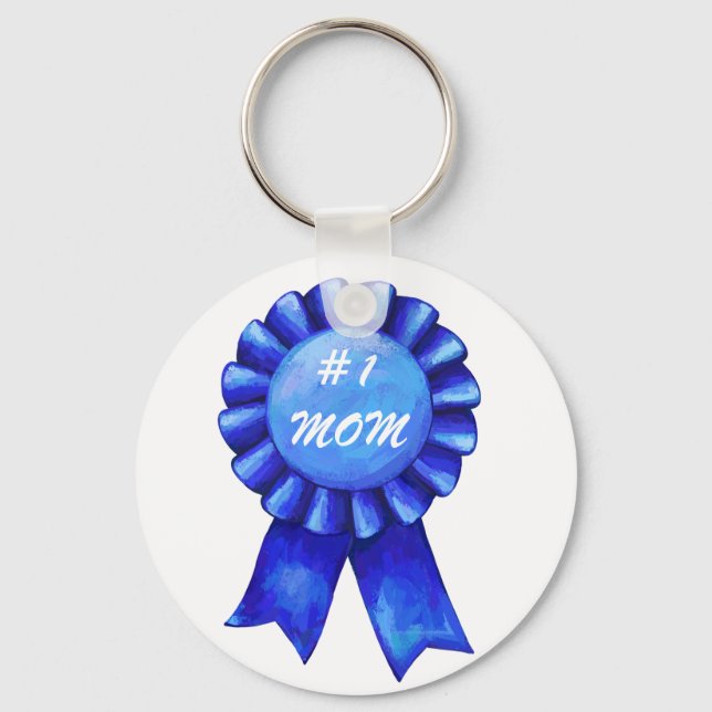 #1 Mum Blue Ribbon Keychain (Front)