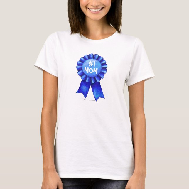 #1 Mum Blue Ribbon Light T-Shirt (Front)