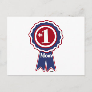 #1 Mum Blue Ribbon Postcard