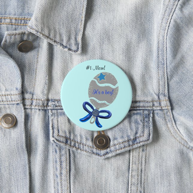 #1 Mum for New Baby Boy Blue Button (In Situ)