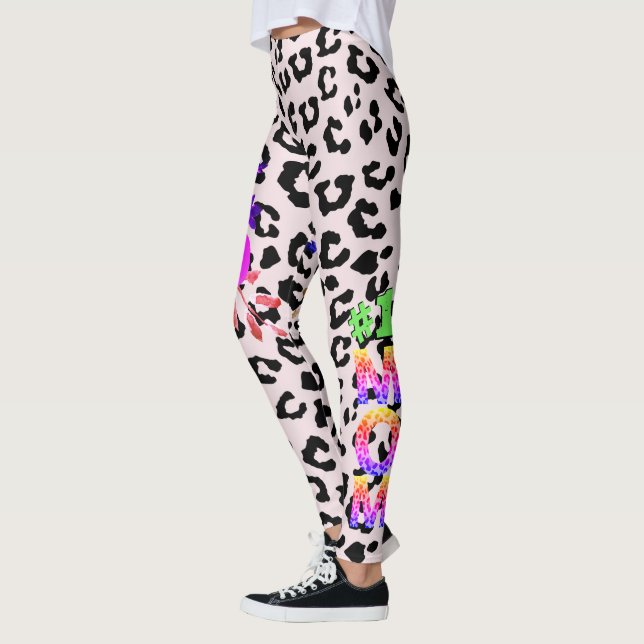 #1 Mum, Mother's Day Floral Animal Print Leggins L Leggings (Left)