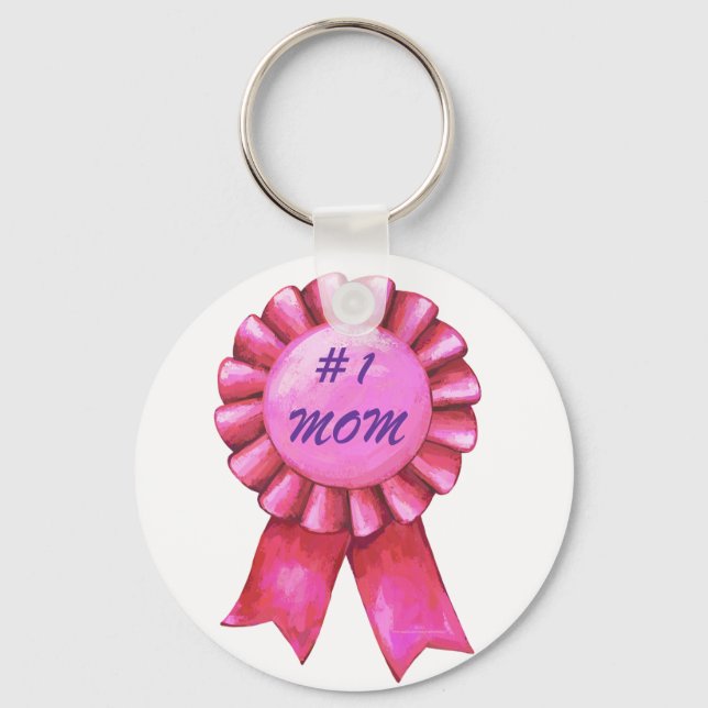 #1 Mum Pink Ribbon Keychain (Front)