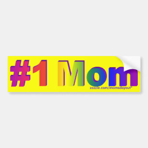 #1 Mum Rainbow 3D Yellow Bumper sticker