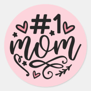 #1 Mum Script Hearts Mother's Day Classic Round Sticker
