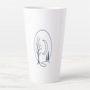 1. Mystic Winter Forest Circle Line Art Tee Latte Mug