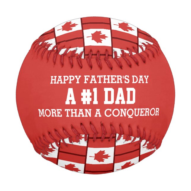 #1 NUMBER 1 DAD Father's Day CANADA Flag Baseball (Front)