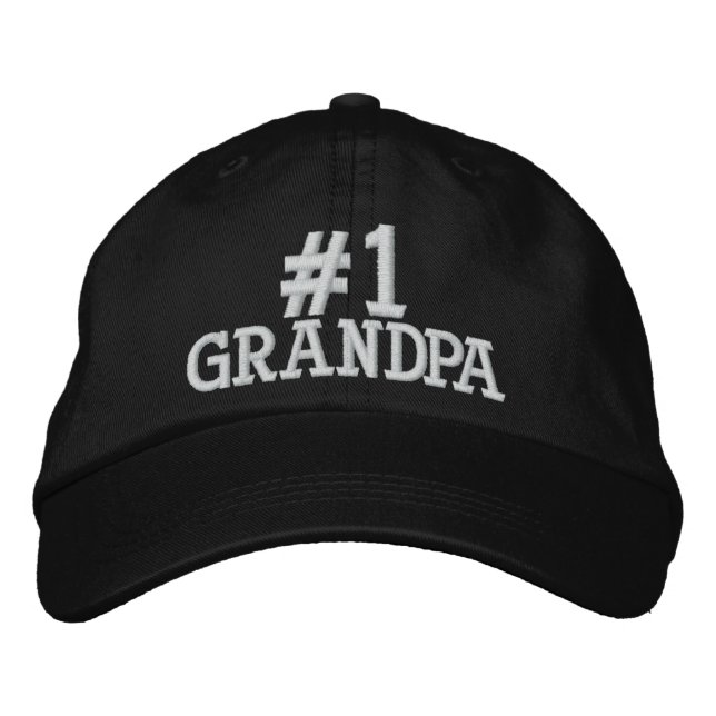 #1 Number One Grandpa Embroidered Cap (Front)