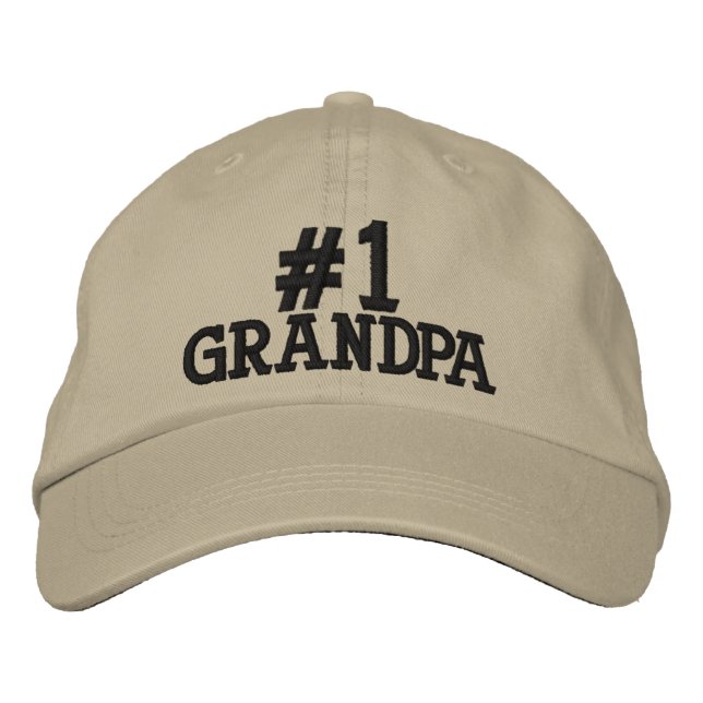 #1 Number One Grandpa Embroidered Cap (Front)
