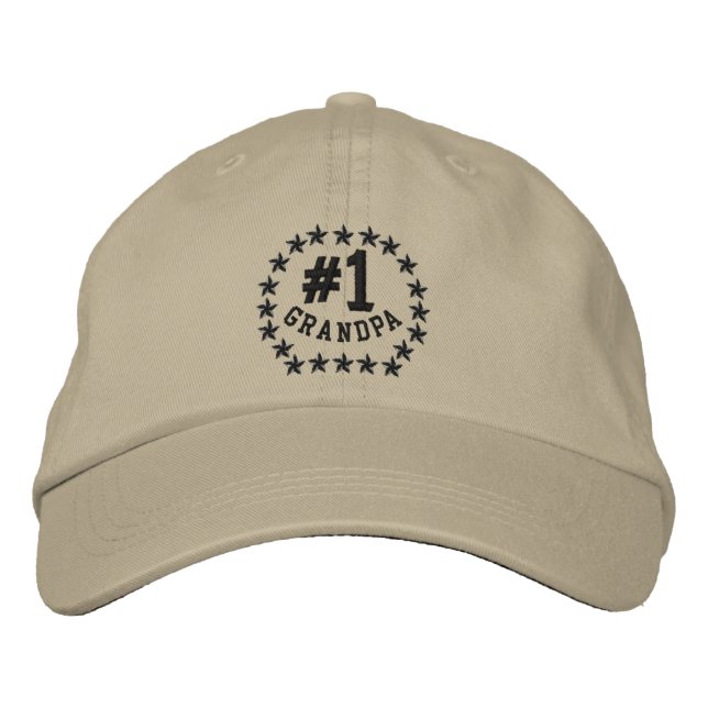 #1 Number One Grandpa Stars Embroidered Cap (Front)
