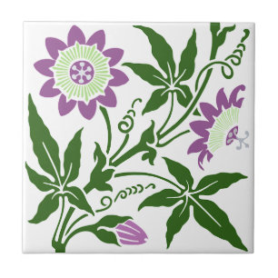 1 of 2 Sherwin Cotton Passion Flower Antique Repro Ceramic Tile