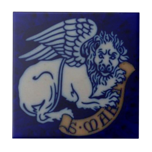 1 of 4 Evangelist St Mark Winged Lion Reproduction Ceramic Tile (Front)