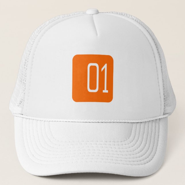 #1 Orange Square Trucker Hat (Front)