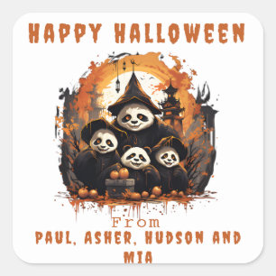 1 Parent 3 Kids - Halloween Party  Square Sticker