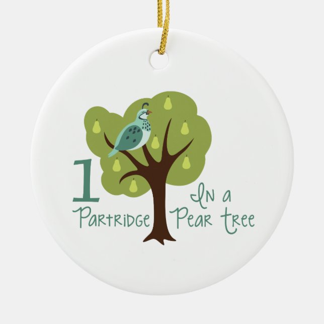 1 Partridge In Pear Tree Ceramic Ornament (Front)