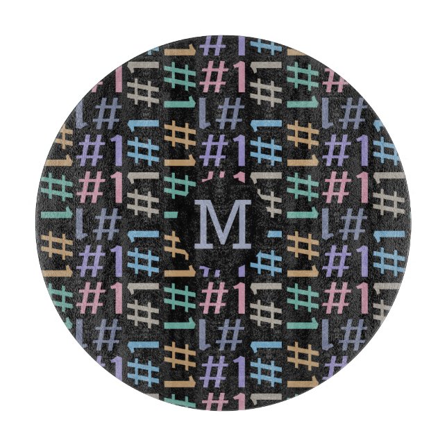 “# 1” Pattern custom monogram cutting board (Front)