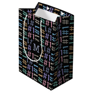 “# 1” Pattern custom monogram gift bags