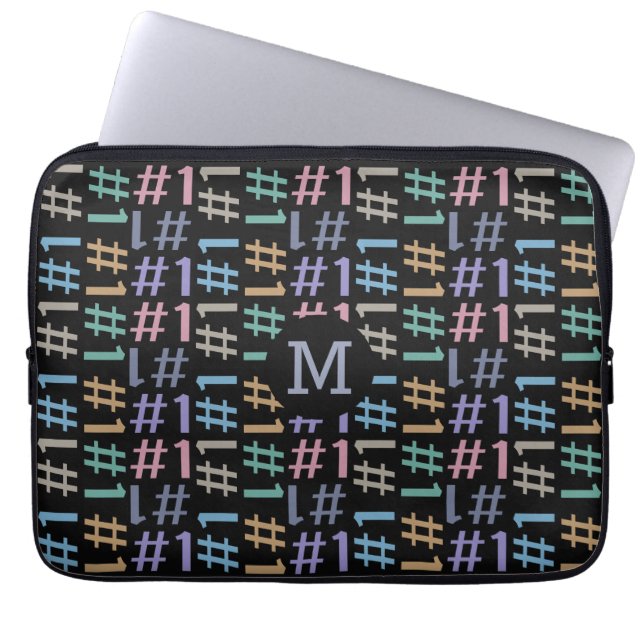 “# 1” Pattern custom monogram laptop sleeves (Front)