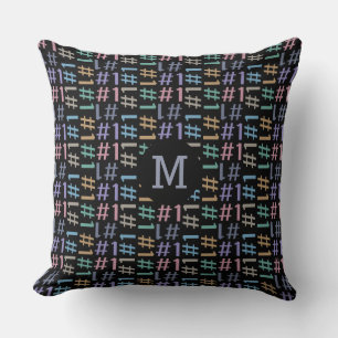 “# 1” Pattern custom monogram throw pillows