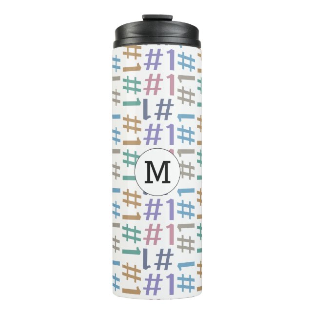 “# 1” Pattern custom monogram tumbler (Front)