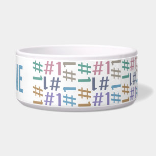 “# 1” Pattern custom name pet bowl