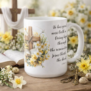 1 Peter 1:3 Living Hope Scripture Art  Coffee Mug