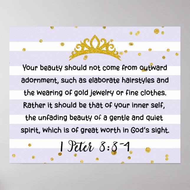 1 Peter 3:3-4 Inner Beauty Bible Verse Purple Post Poster (Front)