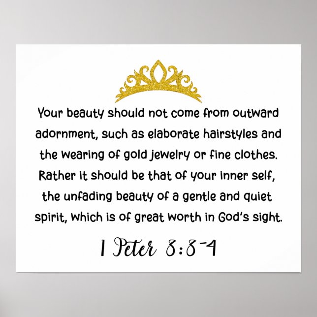1 Peter 3:3-4 Inner Beauty Bible Verse Simple  Poster (Front)