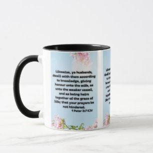 1 Peter 3:7 KJV Bible Scripture Pic Two-Tone Mug