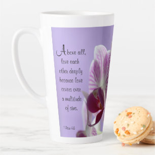 1 Peter 4:8 Orchids Latte Mug