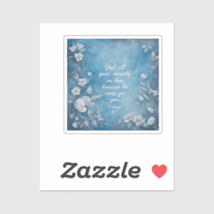 1 Peter 5:7 “Cast All Your Anxiety” Blue Floral