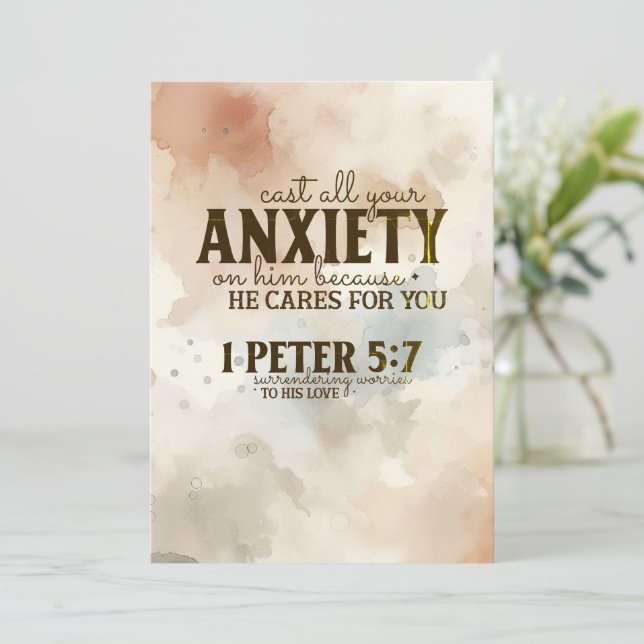 1 Peter 5:7 Cast your anxiety on Him Bible Card (Standing Front)