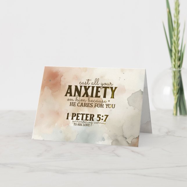 1 Peter 5:7 Cast your anxiety on Him Bible Verse  Card (Front)