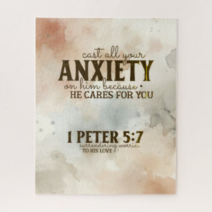 1 Peter 5:7 Cast your anxiety on Him Bible Verse Jigsaw Puzzle