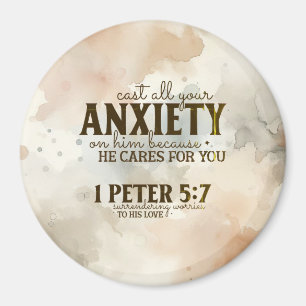 1 Peter 5:7 Cast your anxiety on Him Bible Verse  Magnet