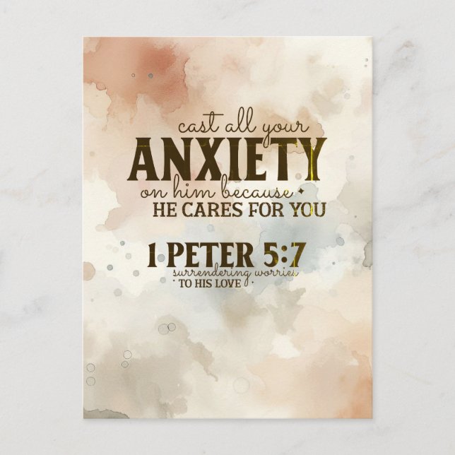 1 Peter 5:7 Cast your anxiety on Him Bible Verse  Postcard (Front)
