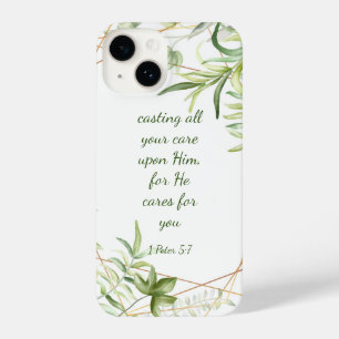 1 Peter 5:7 Casting all your care upon Him Quote iPhone 14 Case