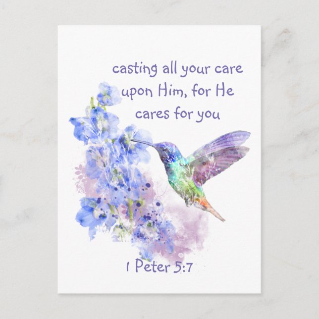1 Peter 5:7 Casting all your care upon Him Quote Postcard (Front)