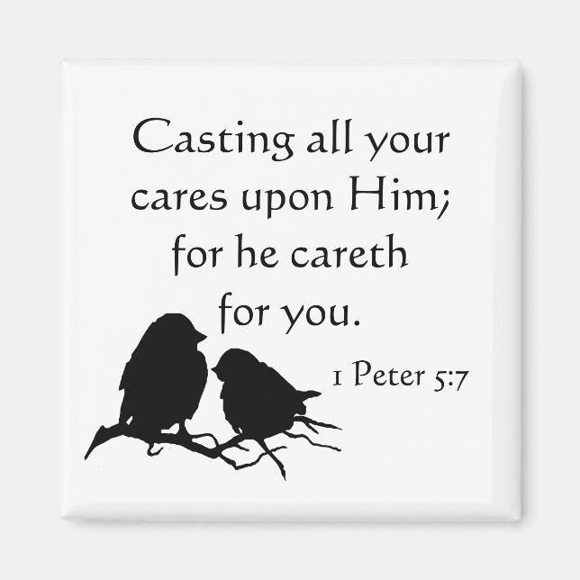 1 Peter 5:7 Casting all Your Cares on Him Magnet (Front)