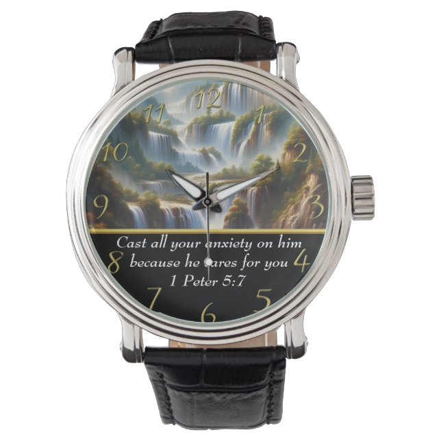 1 Peter 5:7 Christian Faith a waterfall  Watch (Front)